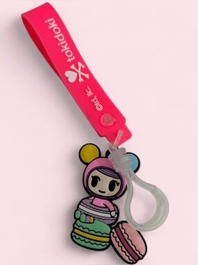 tokidoki Donutella Neon Pink Strap with Pastel Macaron Character Charm
